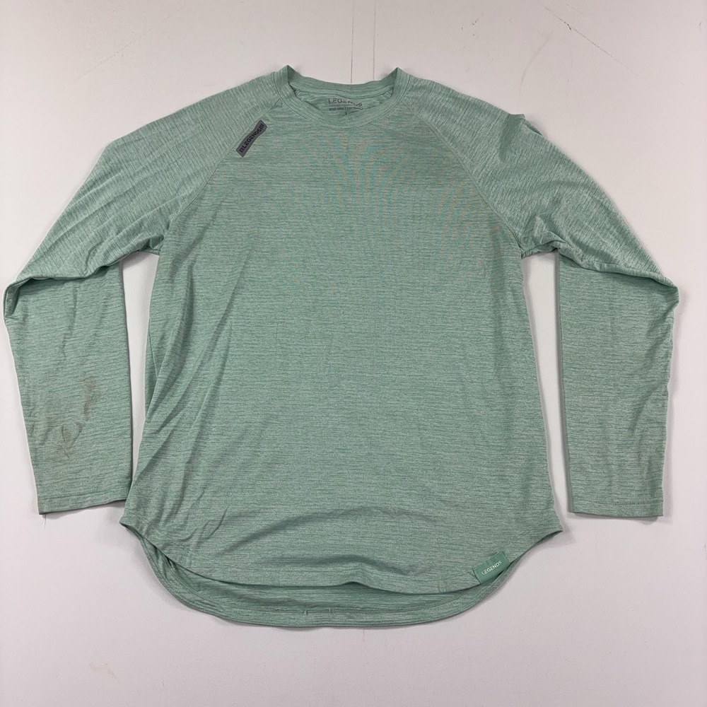 Legends Shirt Mens Large Green Long Sleeve Raglan Athletic Training Tee Top
